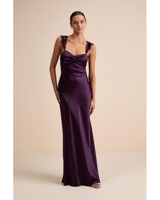 Lulus Multicolor Exuberant Luxury Satin Ruffled Lace-Up Maxi Dress