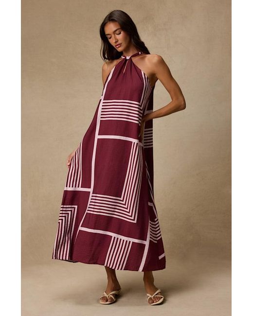 Lulus Red Rio And Abstract Print Shift Maxi Dress