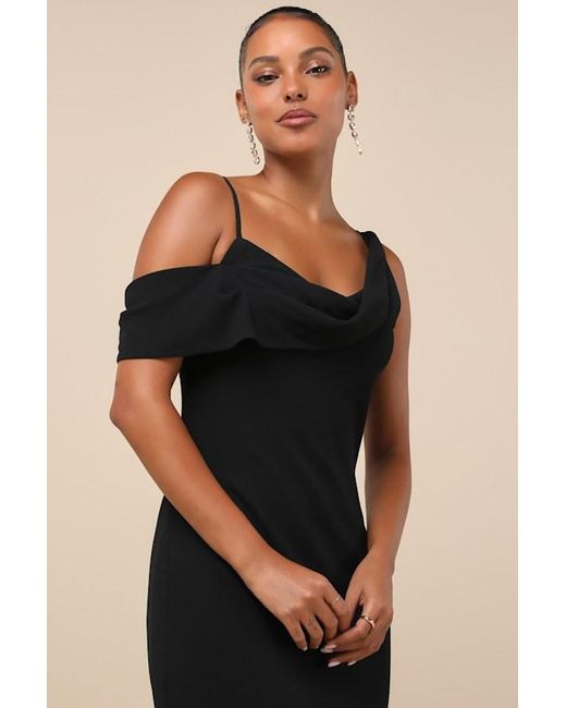 Lulus Black Exemplary Impression Asymmetrical Cowl Maxi Dress