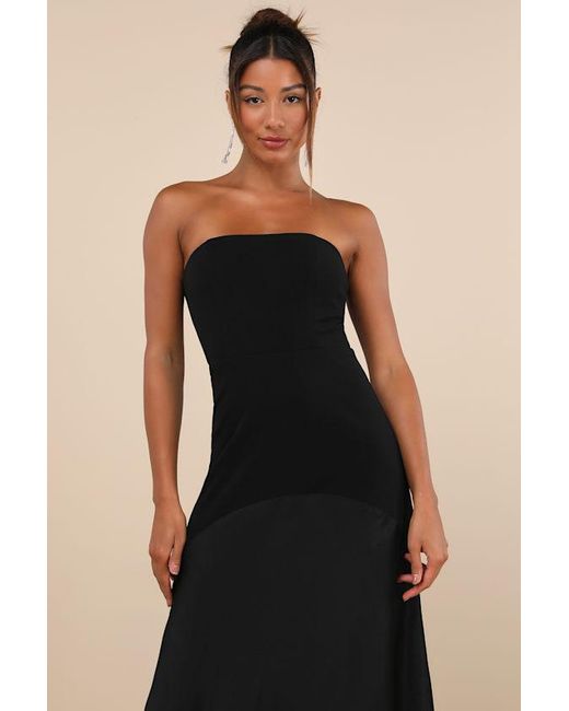 Lulus Black Compelling Style Strapless A-Line Maxi Dress