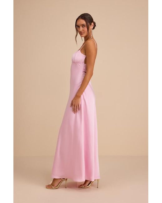 Lulus Pink Irena Satin Backless Maxi Dress