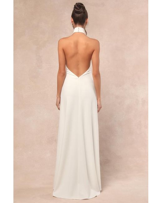 Lulus Natural Alaura Backless Halter Maxi Dress
