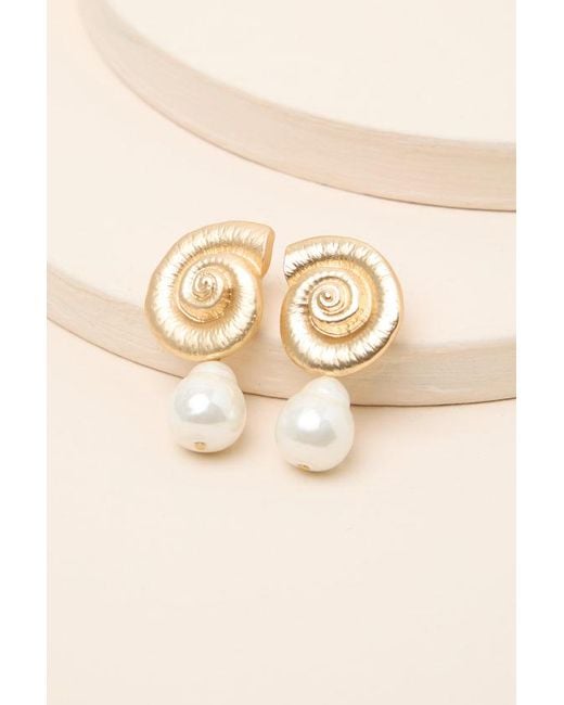Lulus Natural Hazelly Pearl Seashell Earrings
