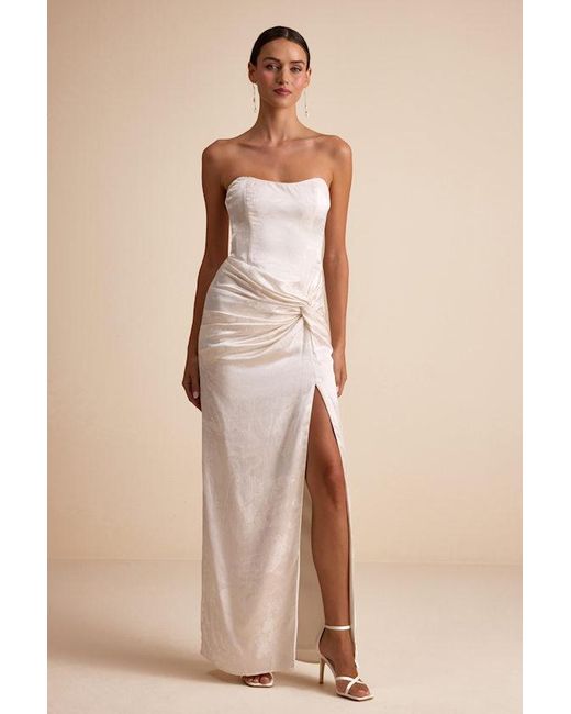 chinese dress ladies Twist Front Knitted Tube Dress, Sexy Strapless Slim Maxi Dress, Women' –  UPPWERLION main image 0