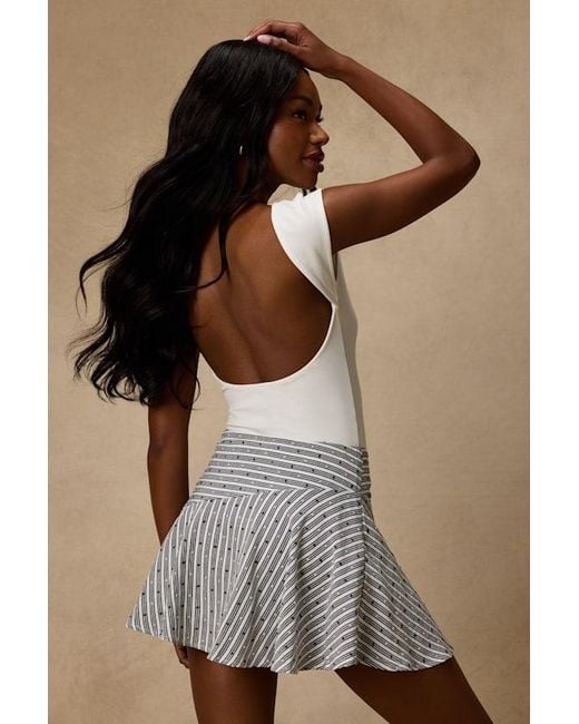 Lulus White Paulette Ivory And Striped Skater Mini Skirt