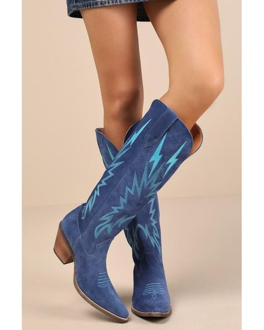 Dingo Blue Thunder Road Suede Leather Knee-High Western Boots