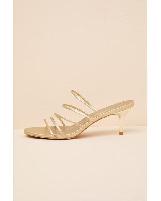 Lulus Natural Naomi Champagne Strappy Low Heel Slide Sandals