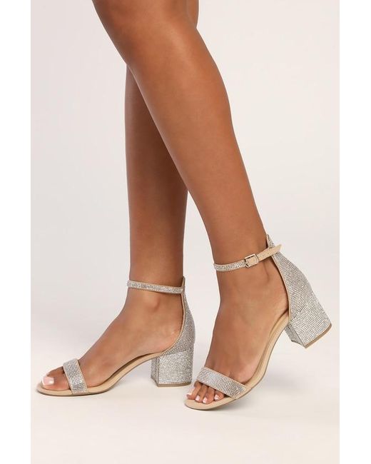 Lulus Gray Harper Rhinestone Natural Suede Ankle Strap Heels