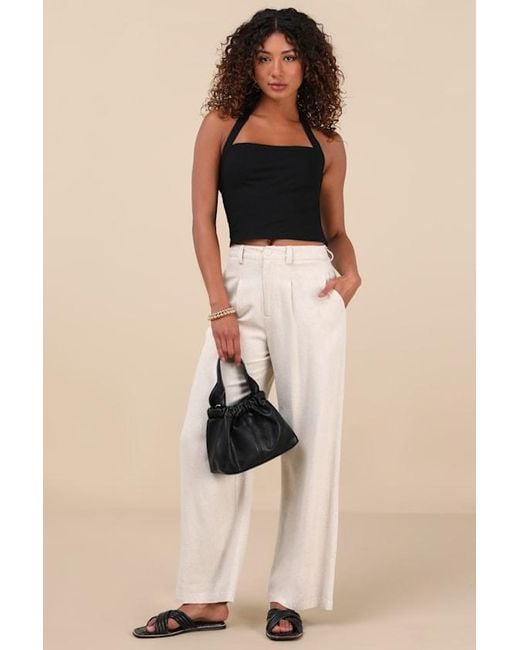 Lulus Black Maebyn Halter Crop Top