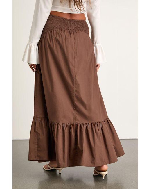 Lulus Brown Juniper Dark Cotton Mid-Rise Maxi Skirt