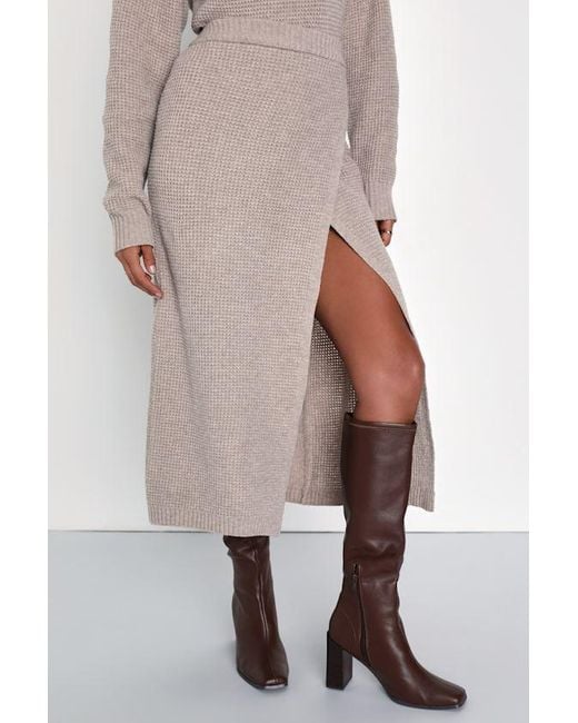 Lulus Natural Autumn Sweetheart Waffle Knit Two-Piece Sweater Dress