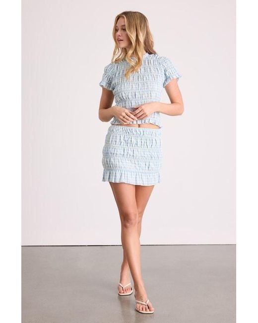 Lulus White Celera Gingham Smocked Mini Skirt