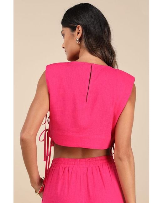 Lulus Pink Irida Tie-Side Sleeveless Crop Top