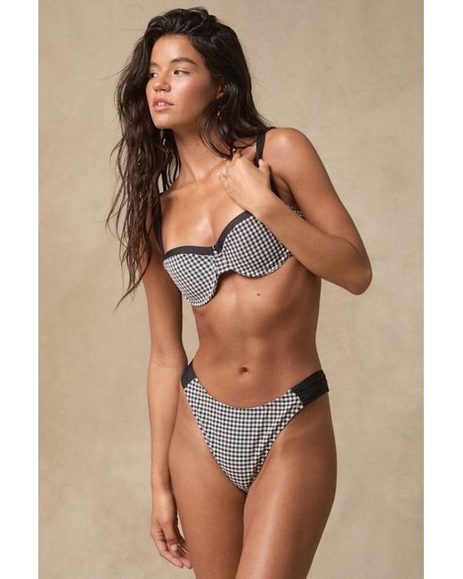 Lulus Gray Maialen Gingham Underwire Bikini Top