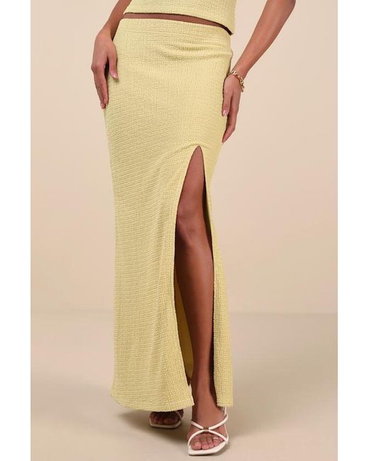 Lulus Natural Fania Lime Textured Knit Maxi Skirt