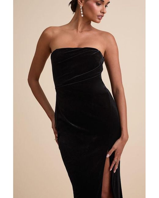 Lulus Black Perfectly Captivating Velvet Strapless Maxi Dress