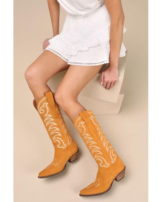 Dingo Orange Movin' On Suede Leather Knee-High Western Boots