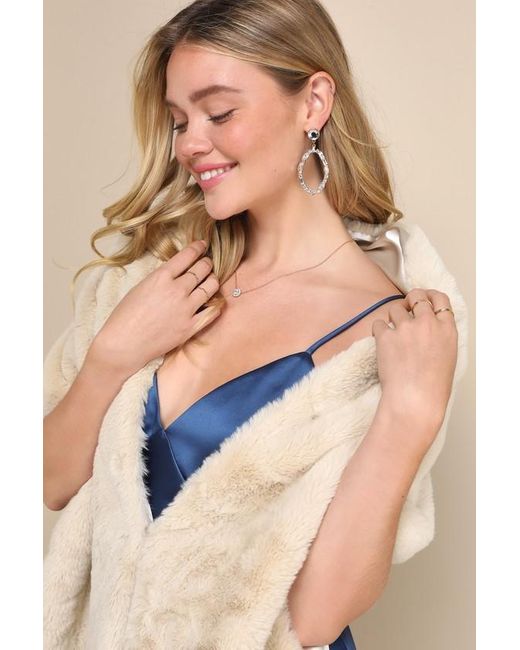Lulus Blue Fabulous Allure Cream Faux Fur Stole