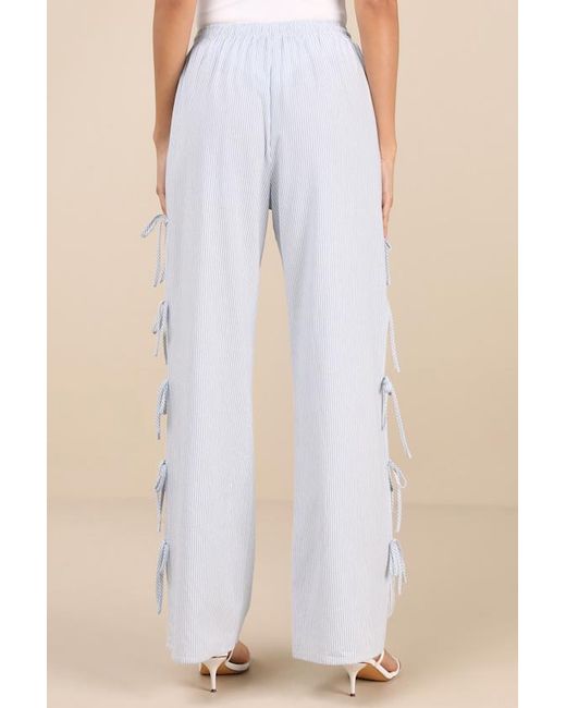 Lulus Natural Palila Striped Side-Tie Pants