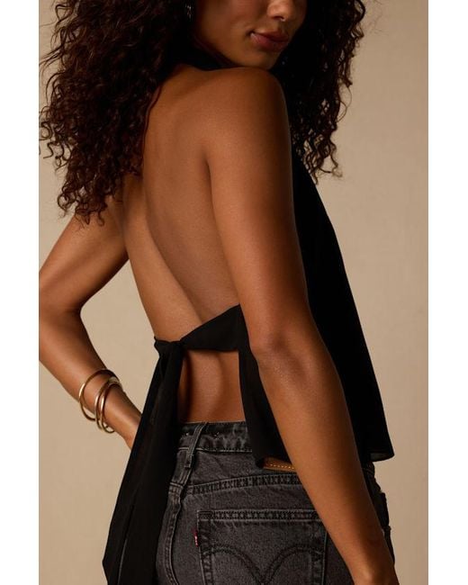 Lulus Black Kennedy Tie-Back Halter Tank Top