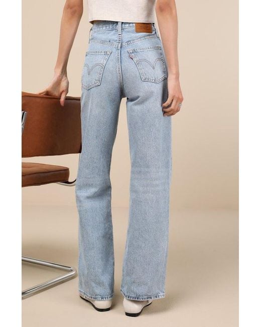 Levi's Blue Ribcage Light Wash Wide-Leg Denim Jeans