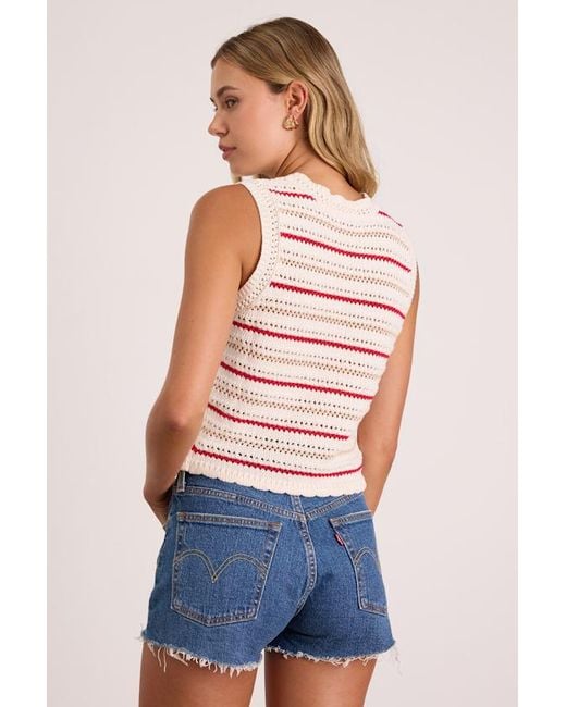 Lush Blue Kipi Multi Striped Sweater Knit Tank Top