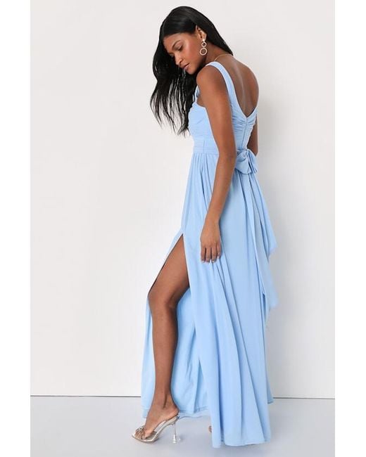 Lulus Blue Sensational Moment Pleated Maxi Dress