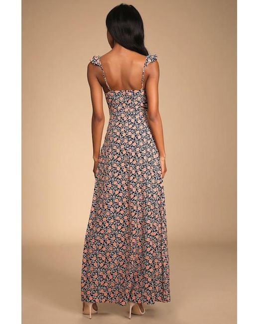 Lulus Natural The Way To Love Floral Print Ruffled Maxi Dress