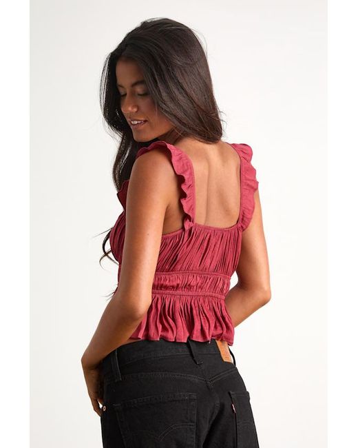 Lulus Red Sophisticate Satin Peplum Tank Top