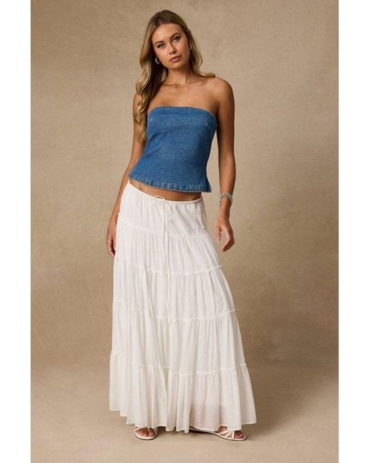 Lulus Blue Anari Medium Wash Denim Strapless Top