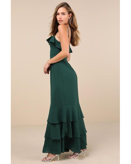 Lulus Green Lively Evenings Sleeveless Tiered Maxi Dress