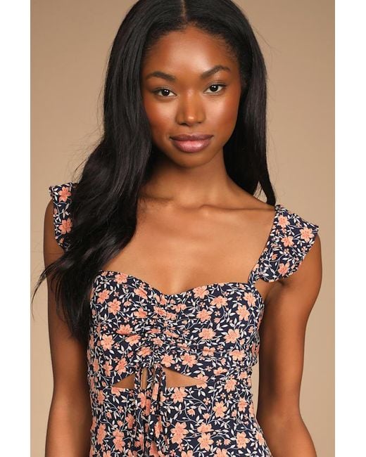 Lulus Natural The Way To Love Floral Print Ruffled Maxi Dress