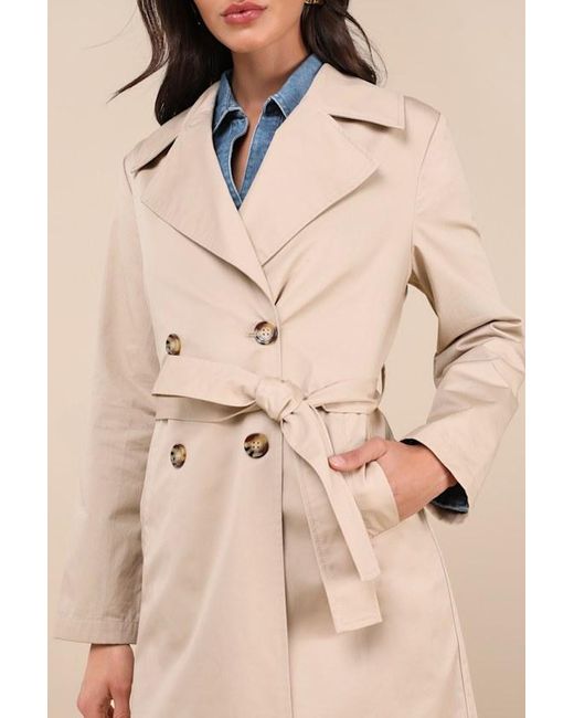 Lulus Blue Fave Forecast Twill Trench Coat