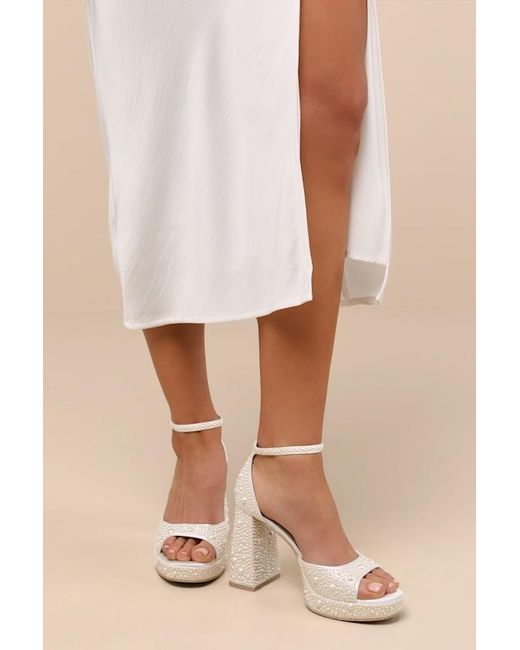 Dolce Vita Natural Pandro Pearl True Satin Platform High Heel Sandals