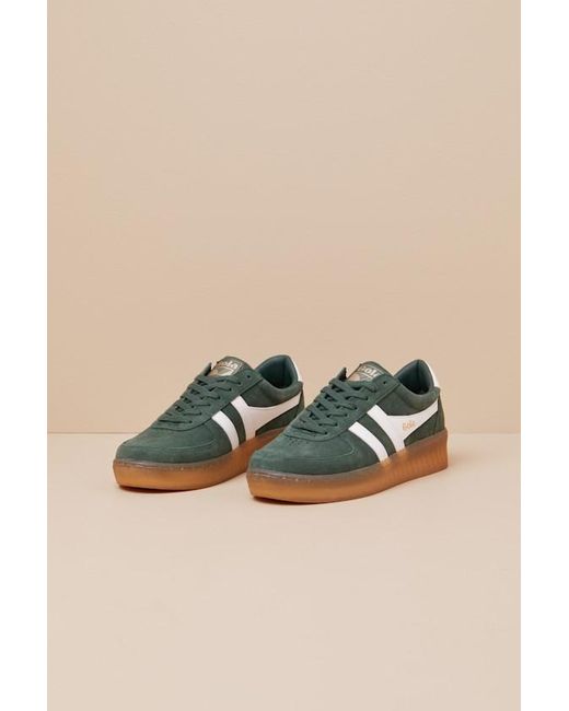 Gola White Grandslam Evergreen And Off Suede Leather Sneakers