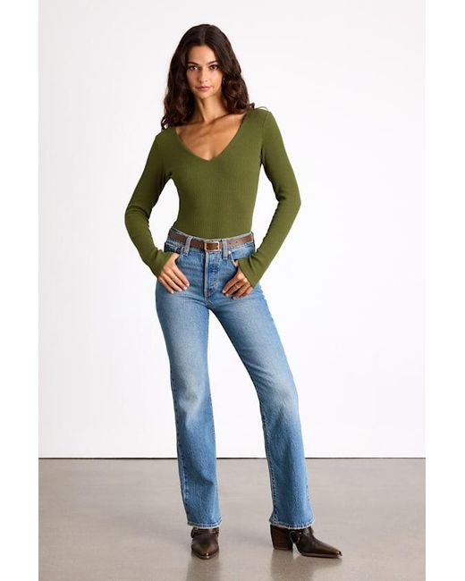 Lulus Green Easygoing Chic Long Sleeve Bodysuit