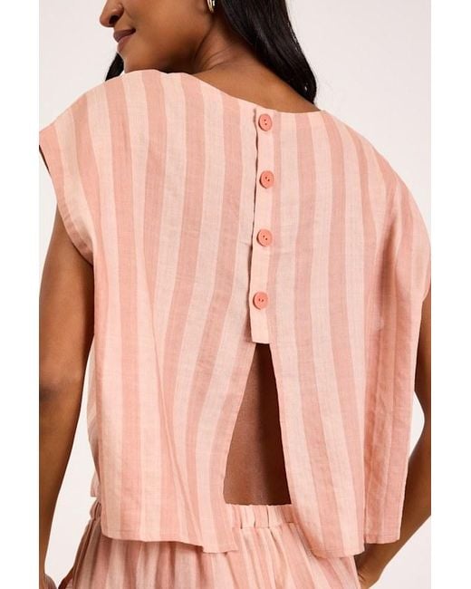 Lulus Pink Dresa Striped Cotton Short Sleeve Top