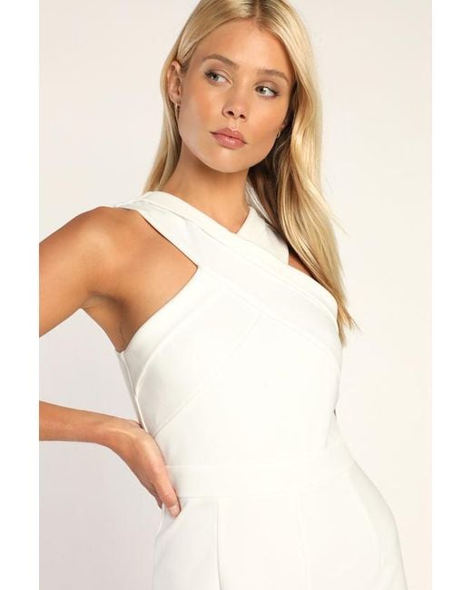 Lulus White Criss-Cross Your Mind Cross-Front Wide-Leg Jumpsuit