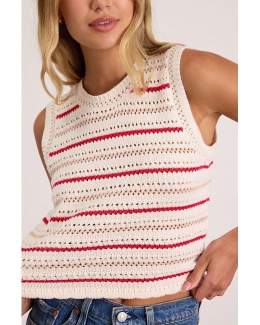 Lush Blue Kipi Multi Striped Sweater Knit Tank Top