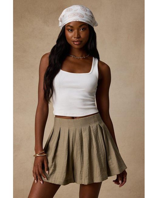 Lulus Brown Madalina Pleated High-Rise Shorts