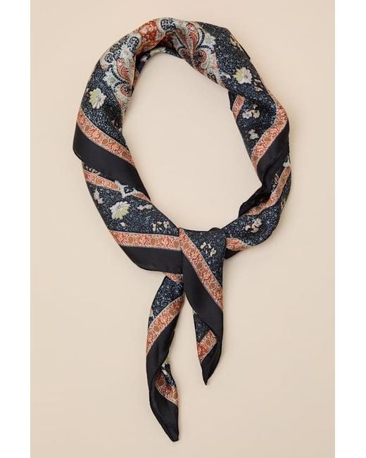 Lulus Blue Joy Multi Paisley Satin Scarf