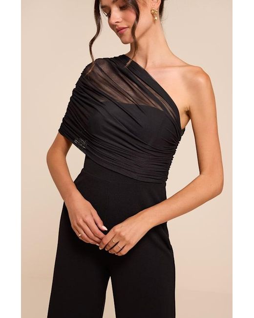 Lulus Natural Kimia Mesh Asymmetrical Jumpsuit