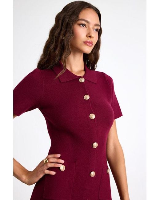 Lulus Red Posh Outcome Short Sleeve Sweater Mini Dress