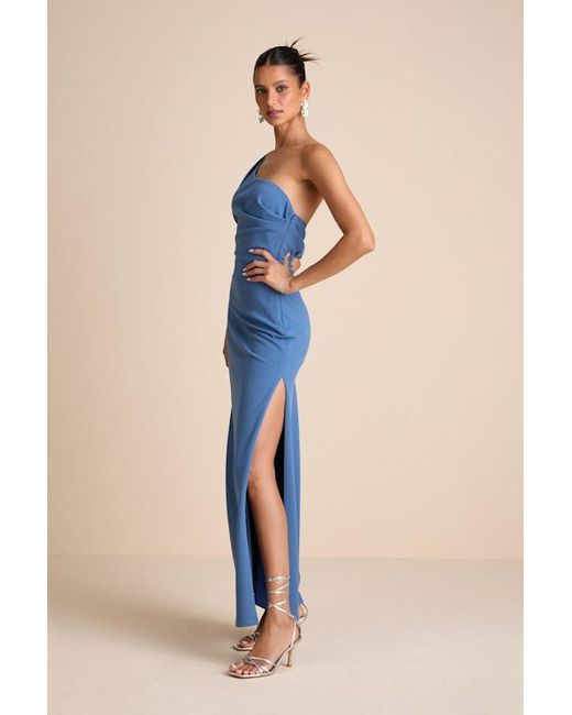 Lulus Blue Maevyn Cowl Back Column Maxi Dress