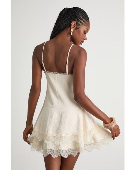 Lulus Sahima Cream Lace Tiered Mini Dress in White