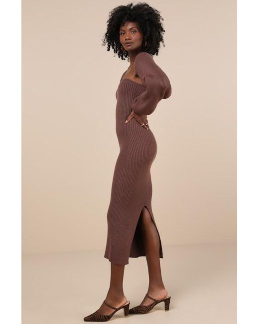 Lulus Brown Autumn Aura Ribbed Two-Piece Sweater Dress