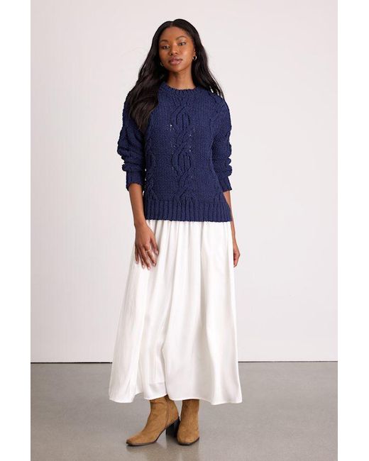 Lulus Blue Quinna And Ivory Mixed Media Maxi Dress