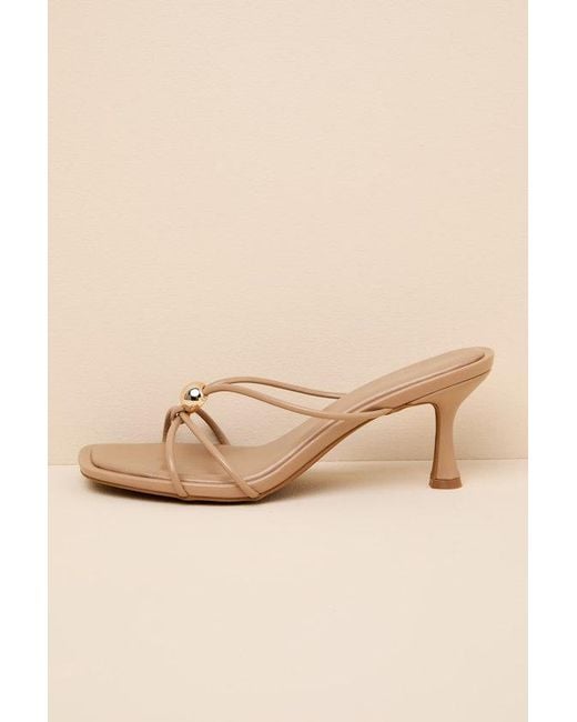 Lulus Natural Valicia Camel Strappy Bead High Heel Sandals