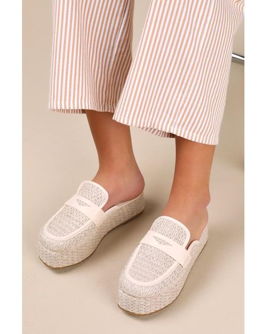 Matisse Wren Natural Raffia Platform Loafer Mules