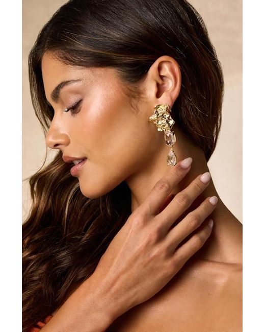 Lulus Natural Christine Rhinestone Drop Earrings